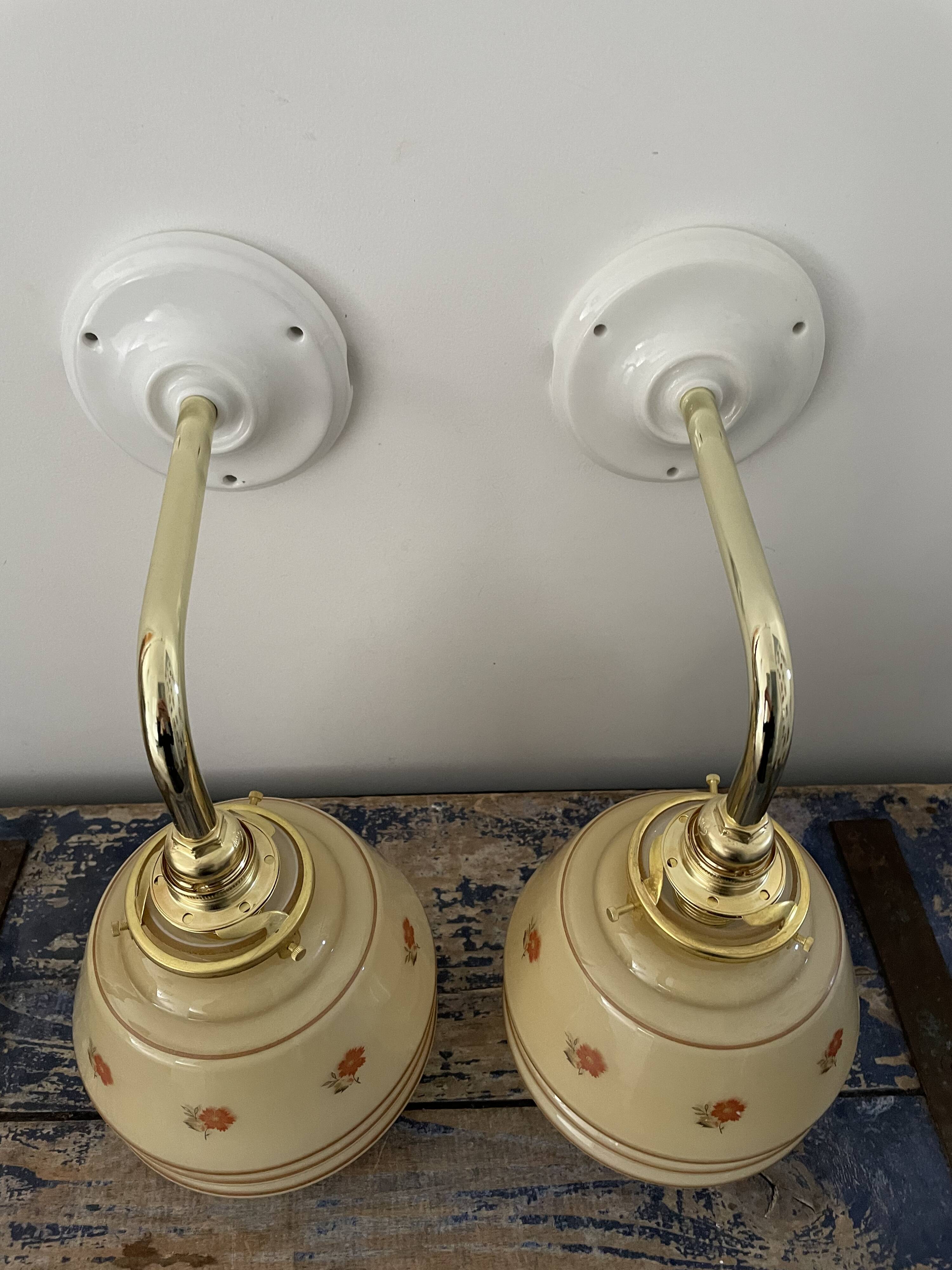 Pair of new electrified Art Deco wall lamps