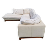 Canapé en cuir coussin tissu Roche Bobois