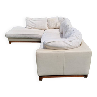 Canapé en cuir coussin tissu Roche Bobois