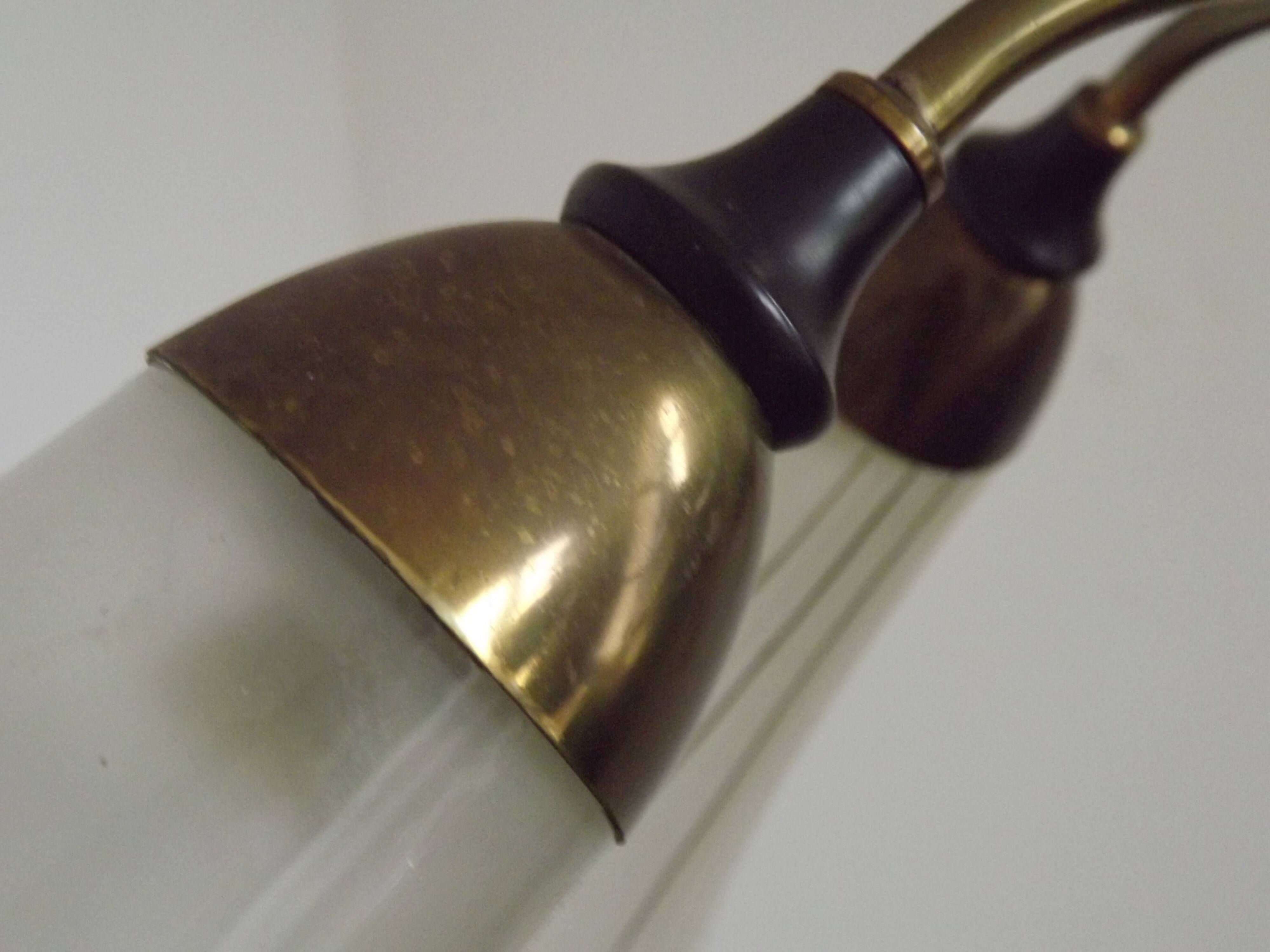 French Vintage Retro Mid Century Black & Gold 5 Arm Chandelier with Glass Shades 5080