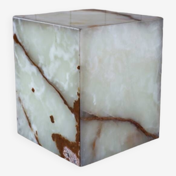 Table d'appoint, cube en onyx blanc