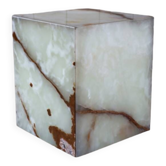 Side table, white onyx cube