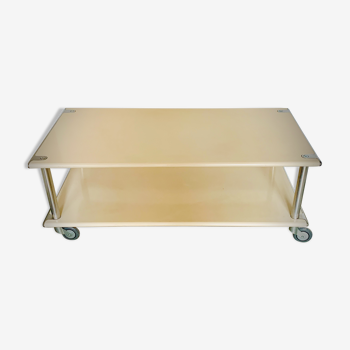 Modernist coffee table - airplane wing - in lase plate and brushed aluminium