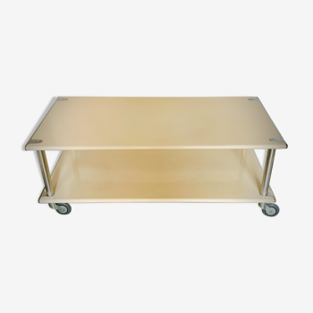 Table basse moderniste - aile d'avion- en tôle laquée et aluminium brossé