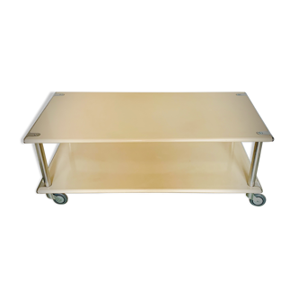 Modernist coffee table - airplane wing - in lase plate and brushed aluminium