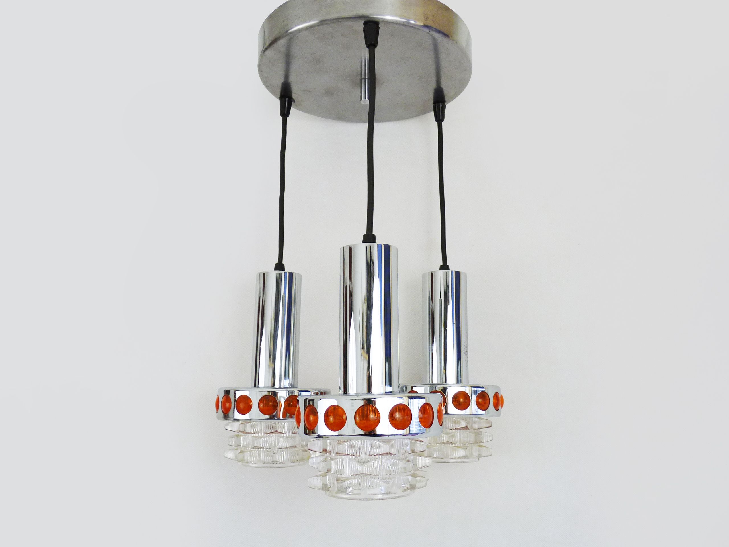 Suspension waterfall vintage Raak Amsterdam Holland chrome polished glass chiseled. Year 70