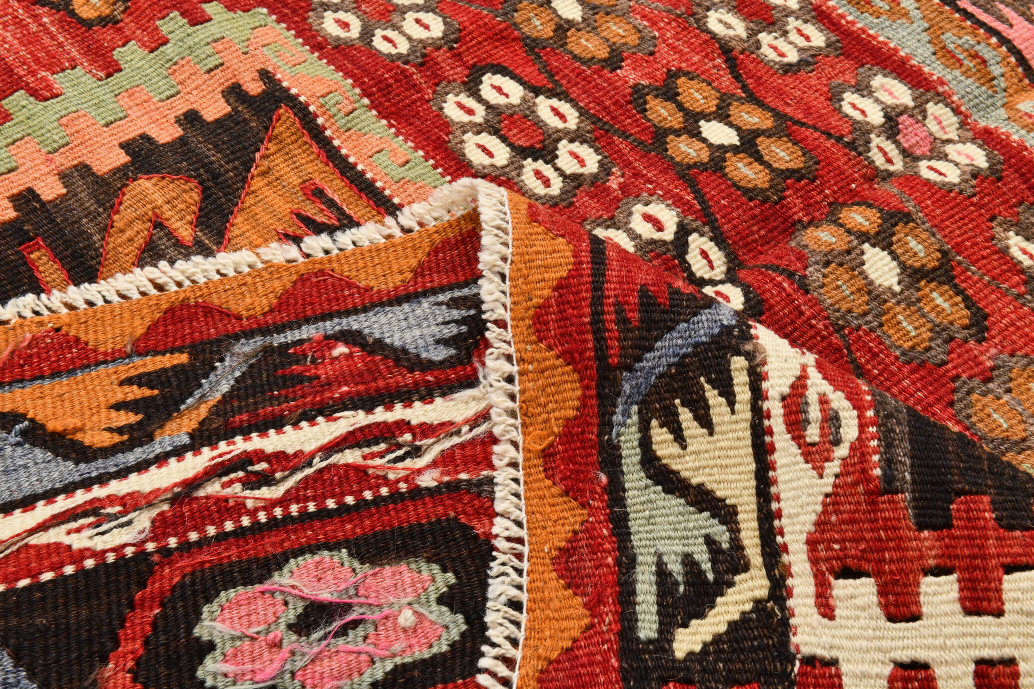 Primitive turkish kilim rug 311x187cm