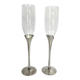 Pair of vintage silver-plated champagne flutes with glass – France, year