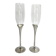 Pair of vintage silver-plated champagne flutes with glass – France, year