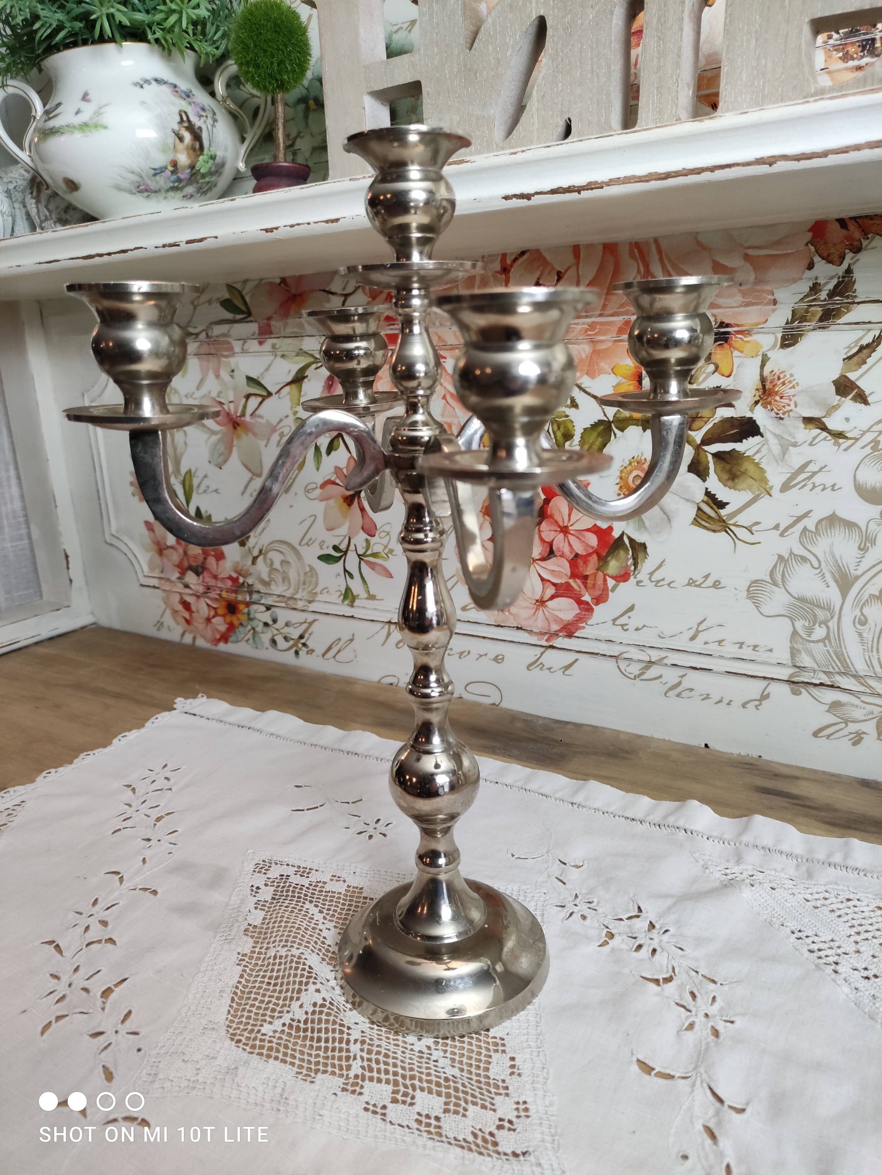 Chandelier 5 branches in silver metal color