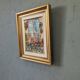 Mid-Century Modern Swedish "Balcony Garden" Vintage Oil Painting, Framed