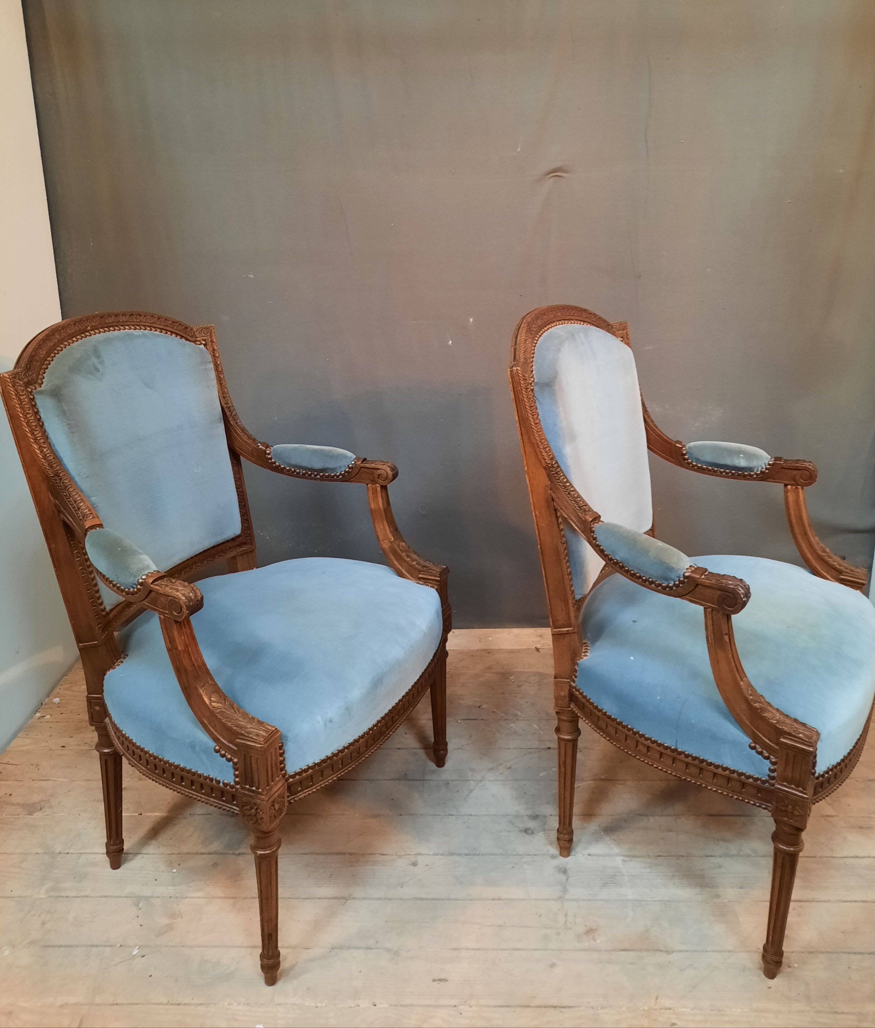 Pair of Louis XVI style armchairs