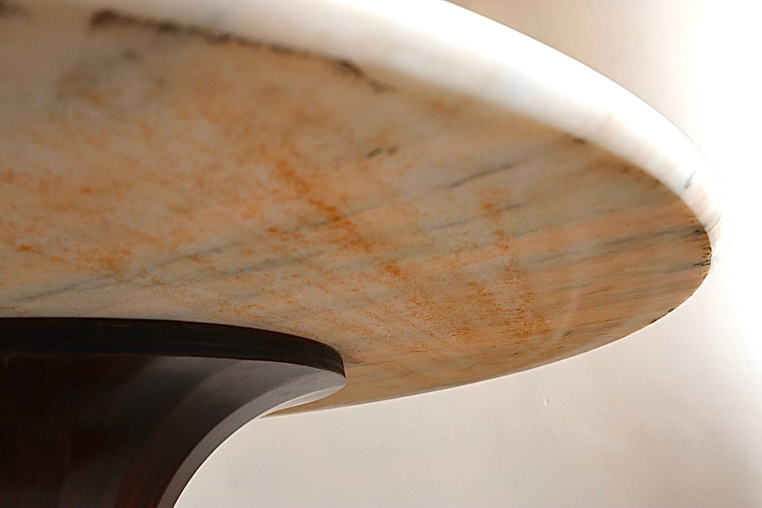 Marble and rosewood round dining table