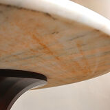 Marble and rosewood round dining table