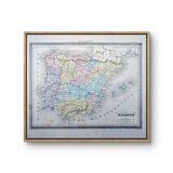 L'Espagne, carte ancienne, imprimée en 1852.