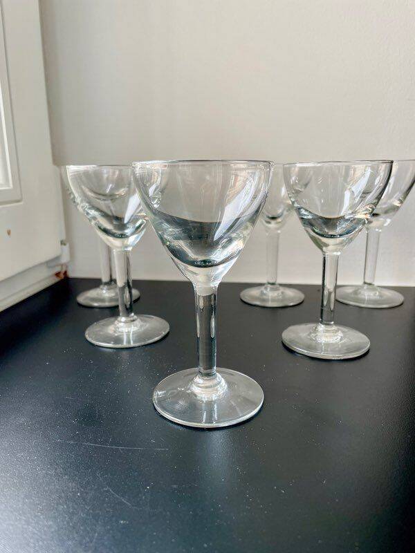6 antique liqueur glasses