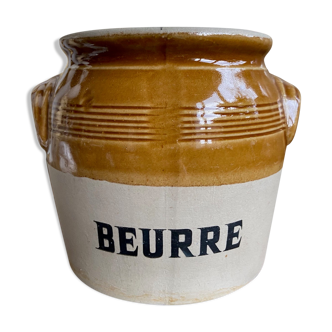 "Butter" enamelled sandstone utensil pot