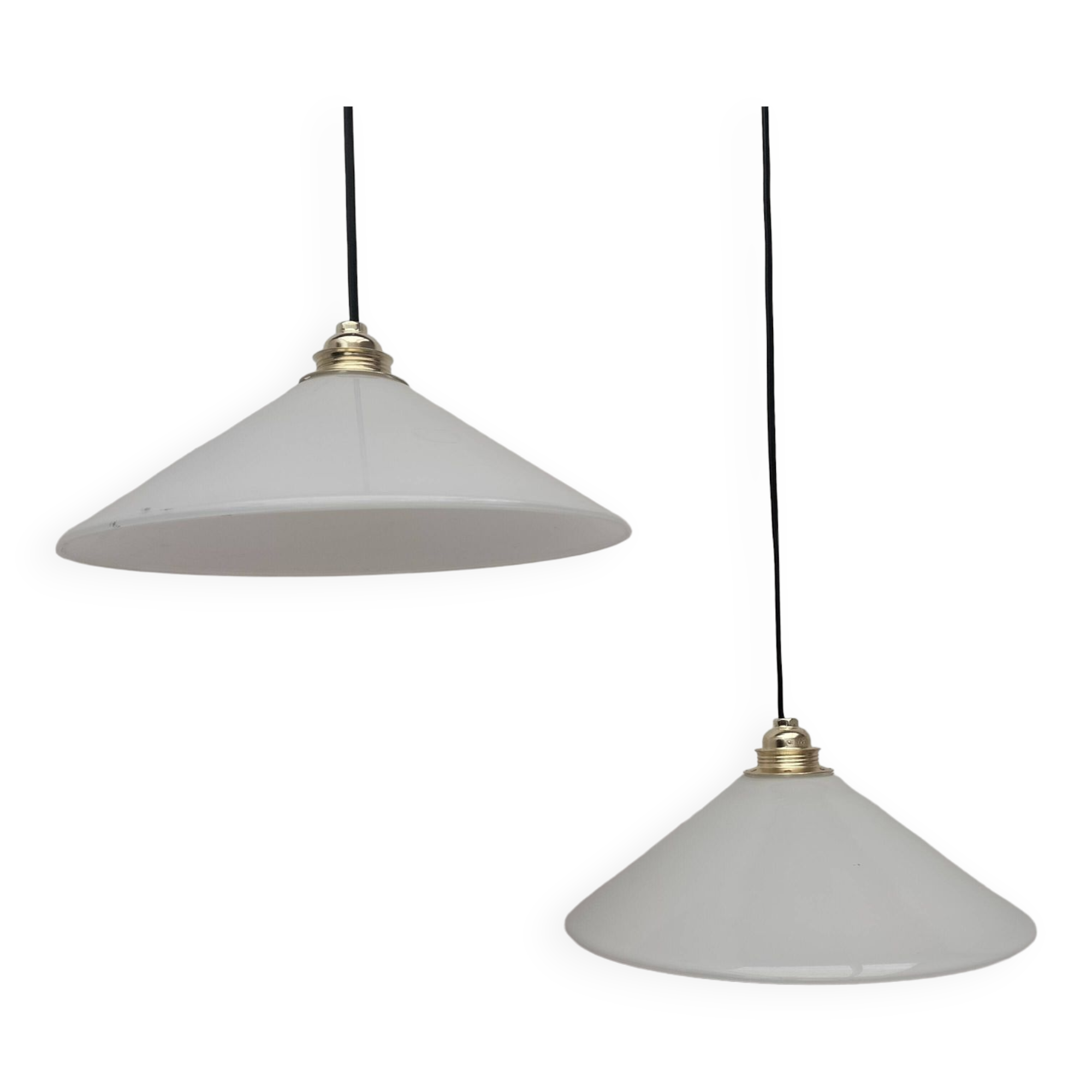 Pair of opaline pendant lights