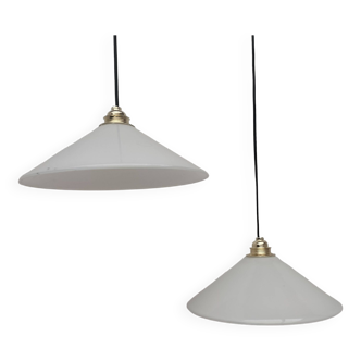 Pair of opaline pendant lights