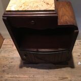 Bedside solid oak and beige marble