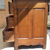 Large curved chest of drawers, solid walnut eighteenth style. 3 drawers