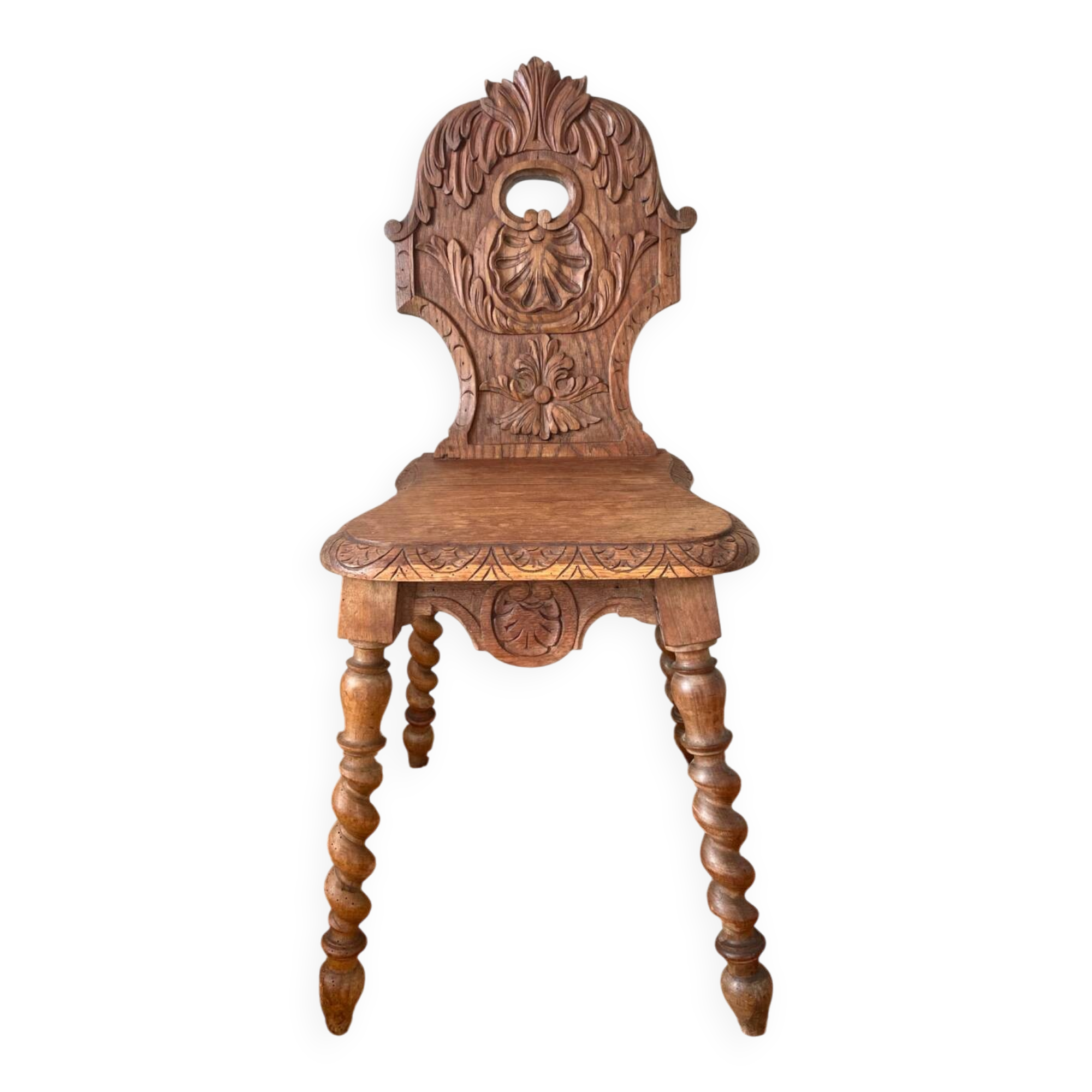 Antique Alsatian chair in carved wood