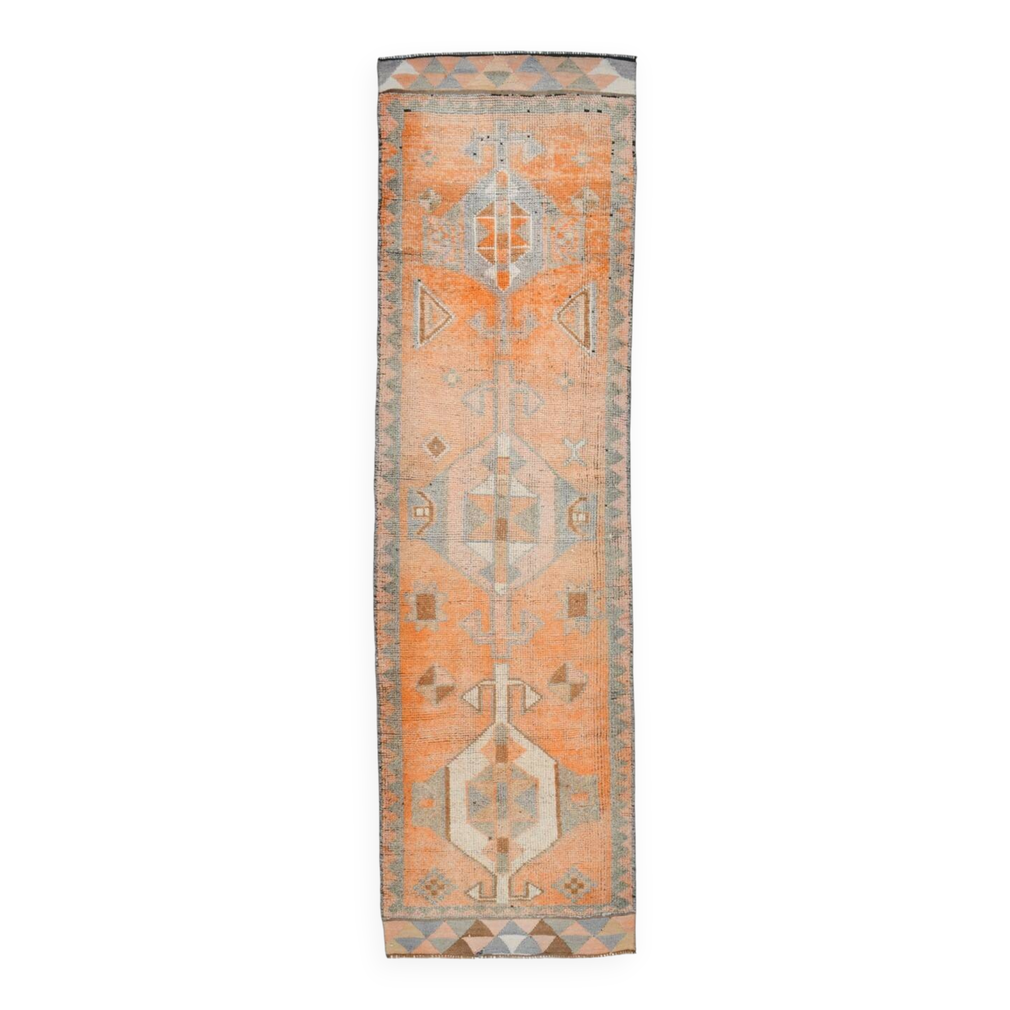 3x11 Orange Persian Runner, Rug For Hallway, Antique Runner Rug, 95x338Cm