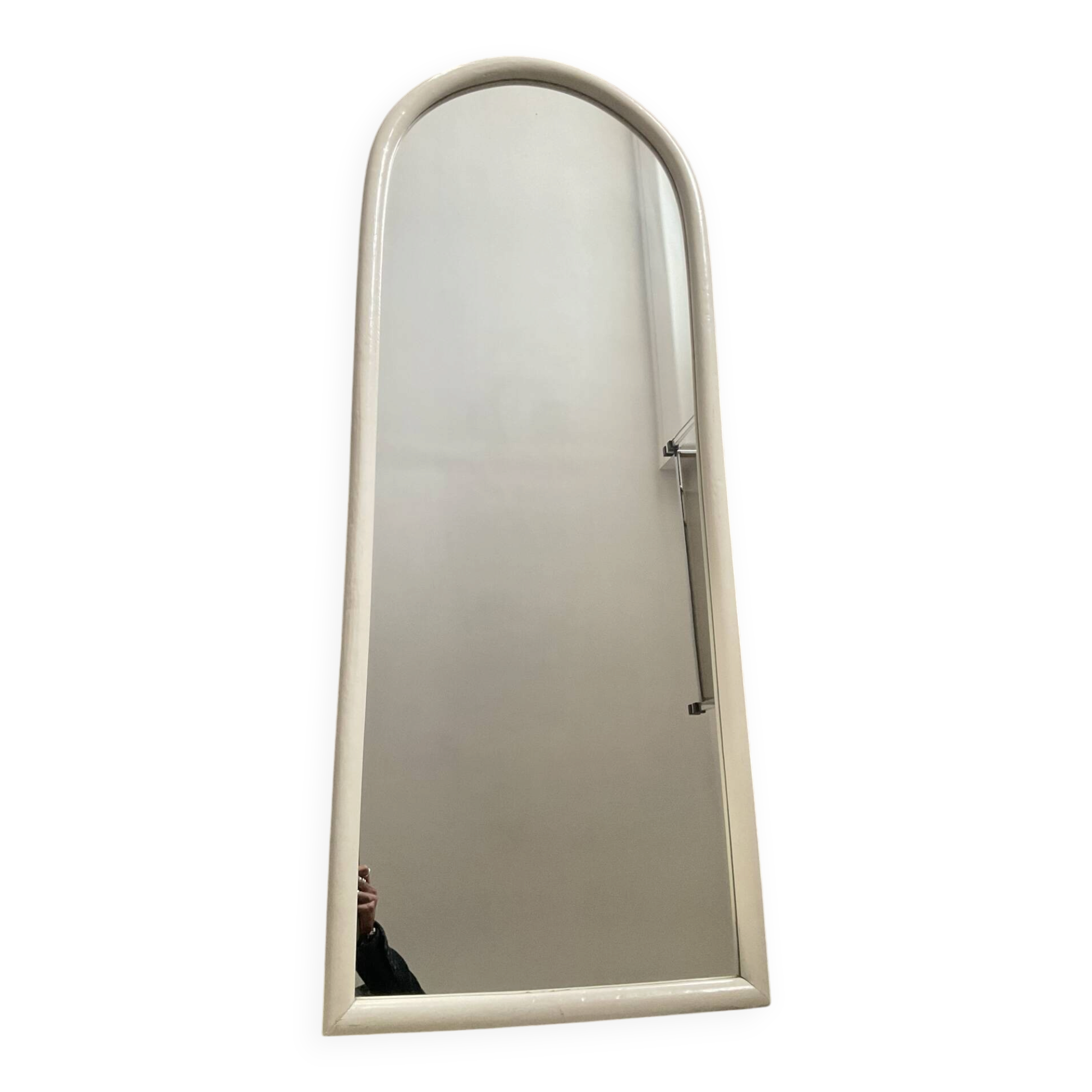 Large vintage mirror in stained white wood