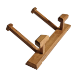 Vintage solid wood wall coat rack, two hooks, 35 cm