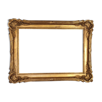 Old eared frame wood stucco gilded gold leaf 67x51 foliage 55.8x38.8 cm SB