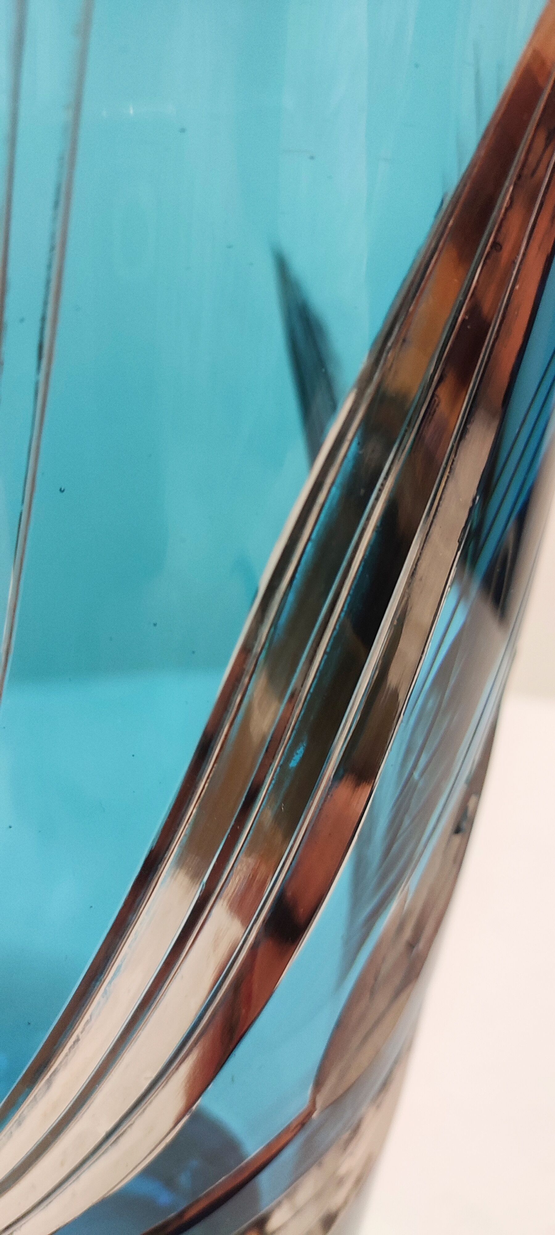 Blue and silver crystal vase. France 1950s.