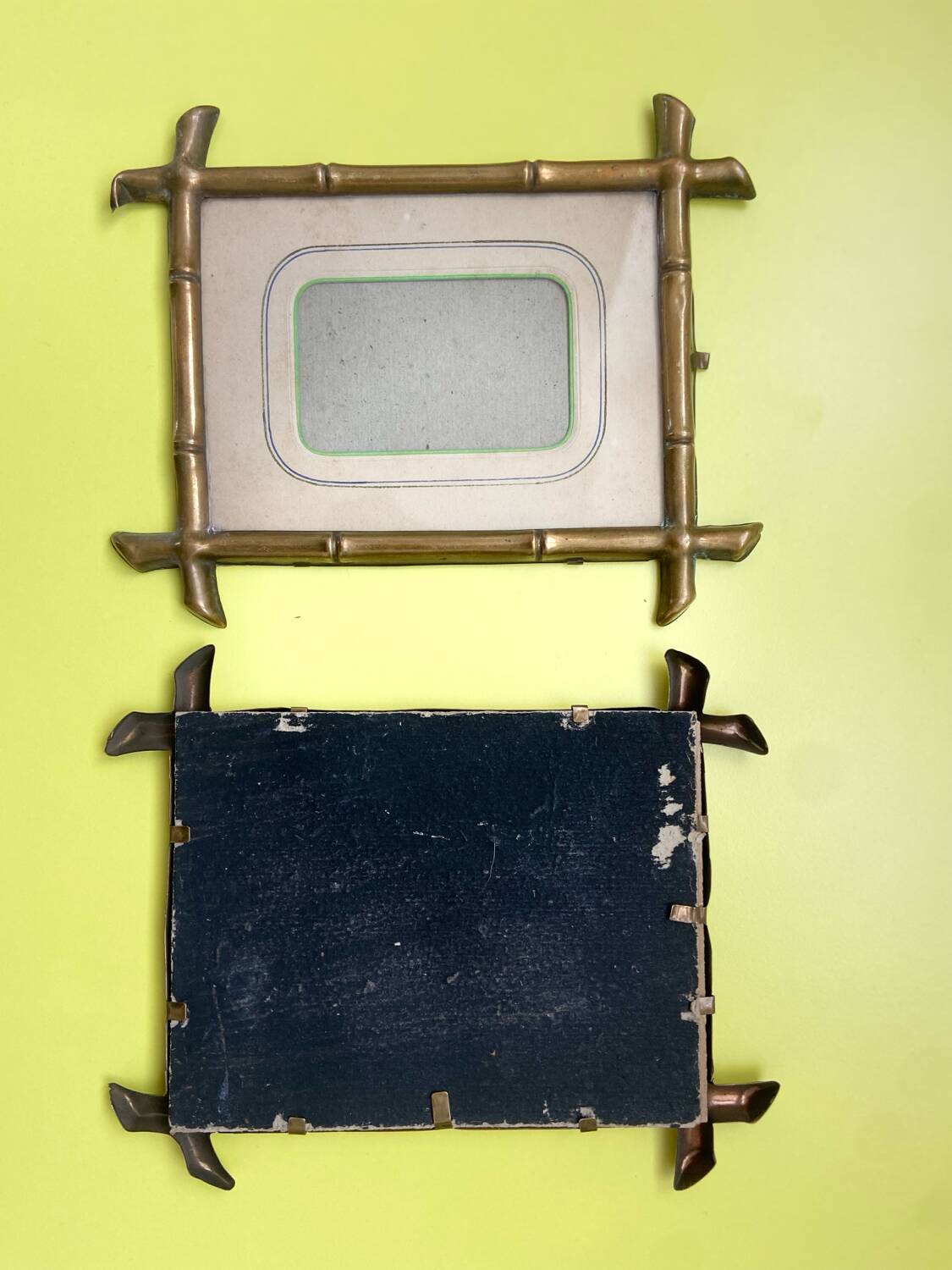 Duo of vintage brass frames