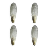 Venetian White "Graniglia" Leave Murano Glass Walls Sconce -  Lot of 4 Piec