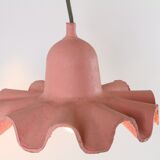 Two lamps/ pendant lamps in recycled cardboard, pink and green, seletti