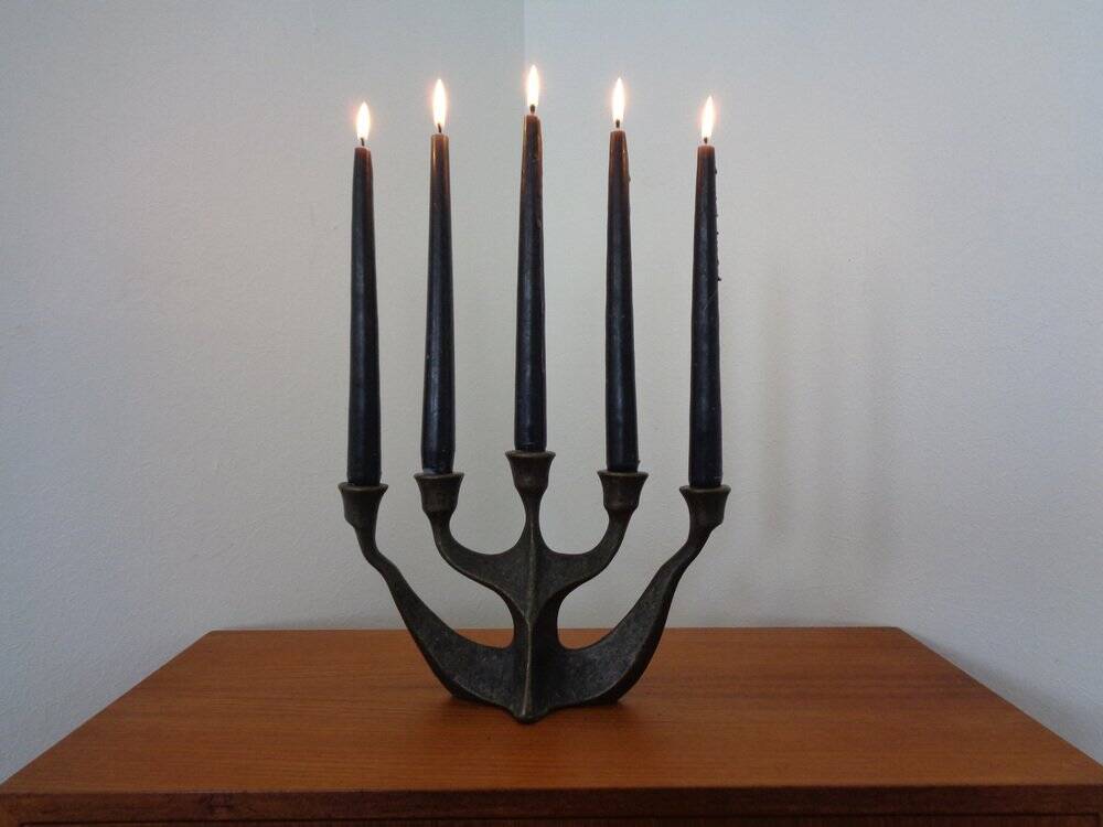 Brutalist Bronze Candleholder by Michael Harjes, 1960s