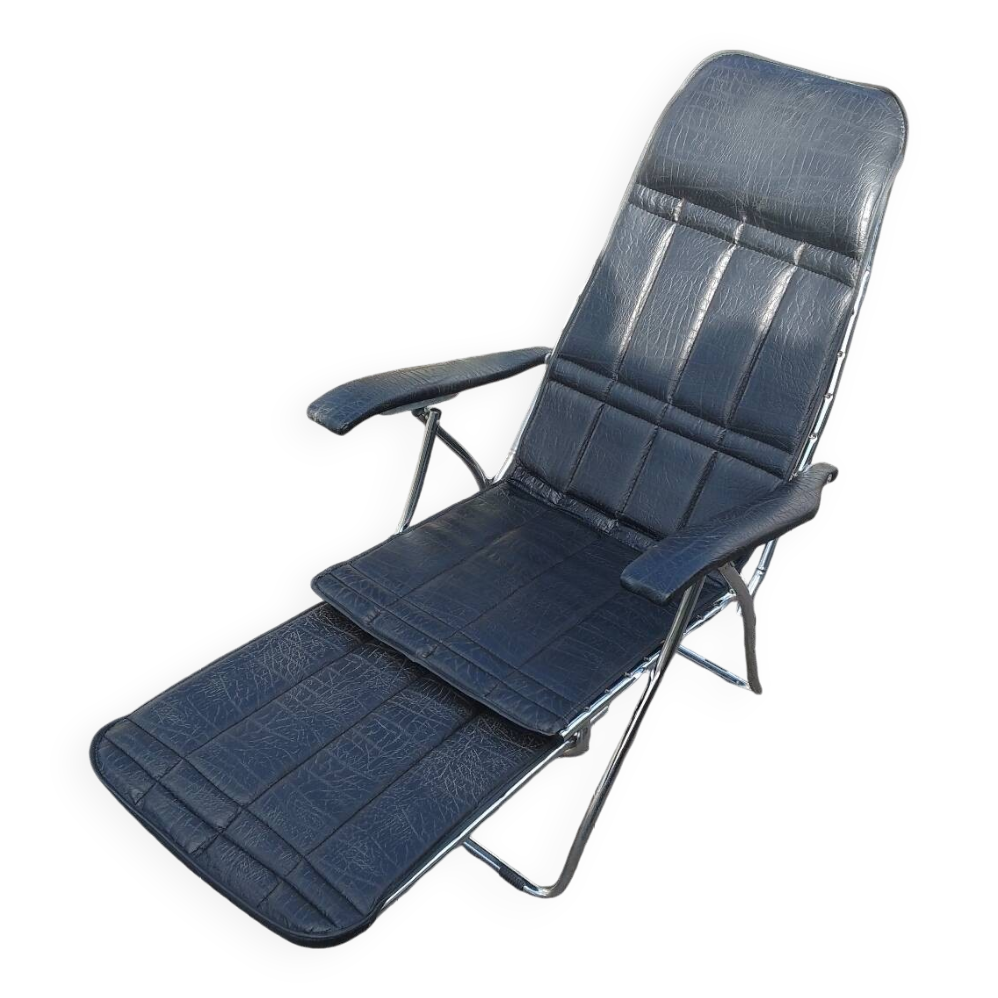 Vintage maule marga airstream reclining folding chair footrest design 1970