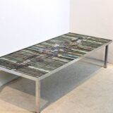 Table basse en mosaïque d'ardoise et de céramique
