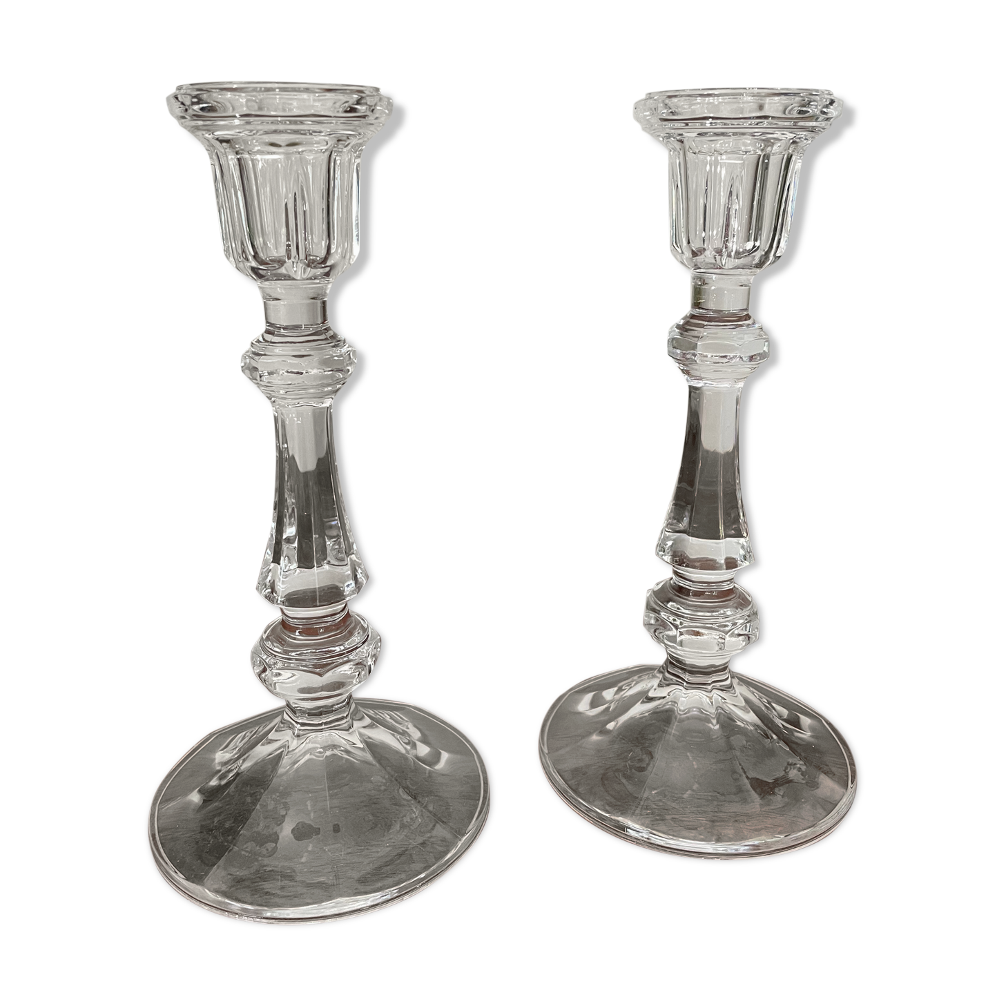 Pair of crystal candle holders