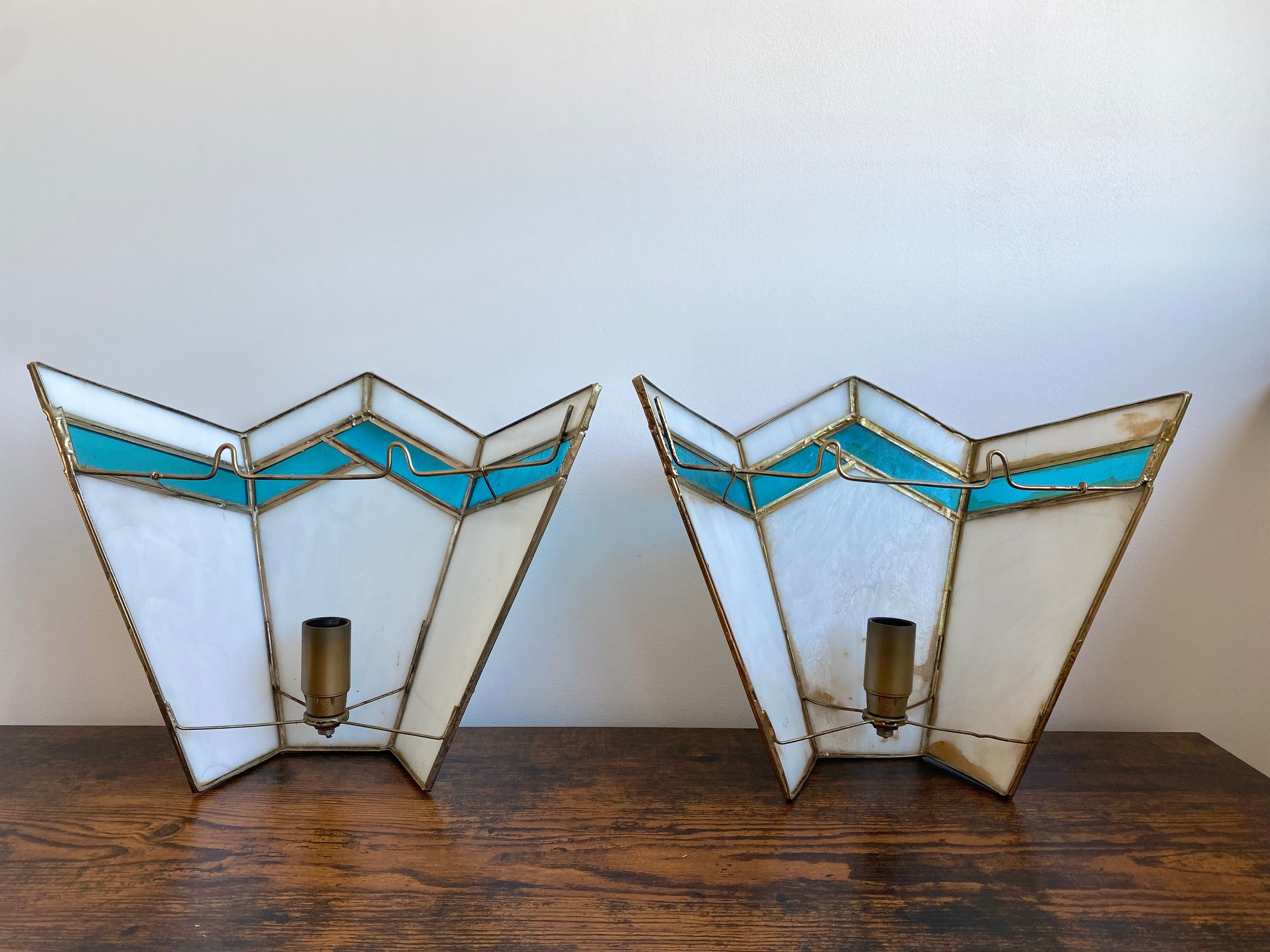 Paire d’applique art déco en pâte de verre