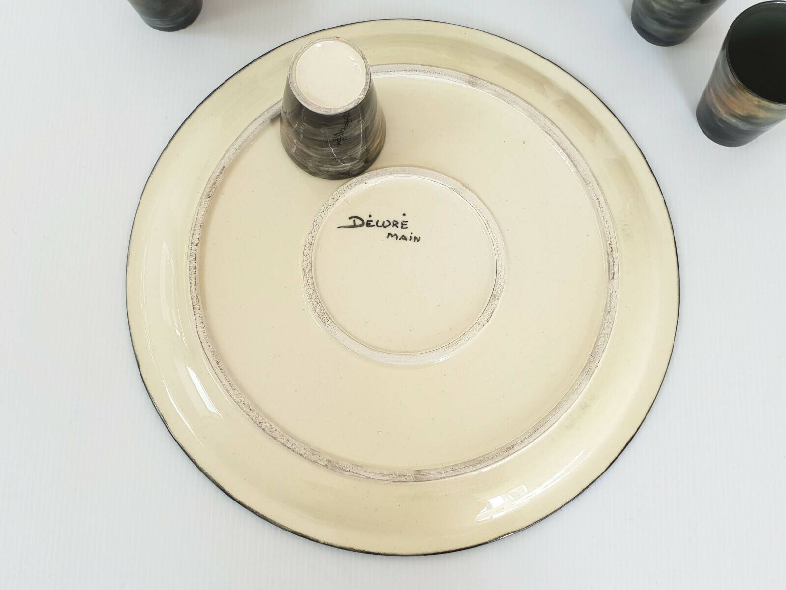 1950s vintage ceramic monaco monacera platter carafe & glasses set