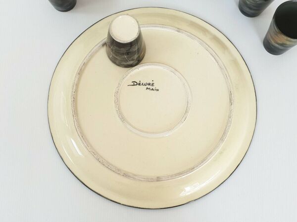 Ensemble 1950 plateau carafe & verres vintage ceramique monaco monacera 50s