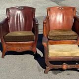 Lounge chairs and ottoman attributed to Otto Schultz for Boet AB, Sweden, 1930s, set of 3