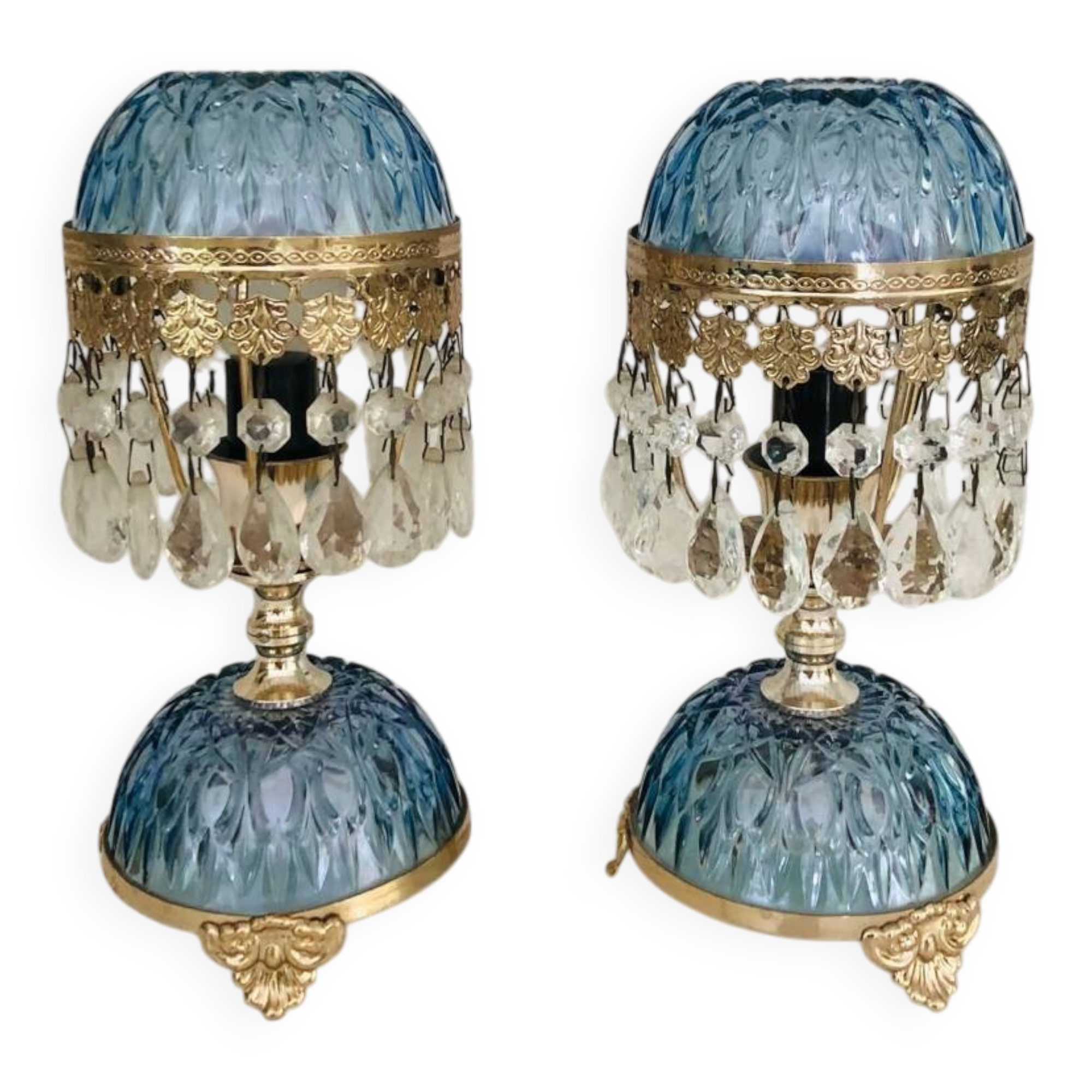 Paire de lampes en verre style Hollywood Regency, circa 1960