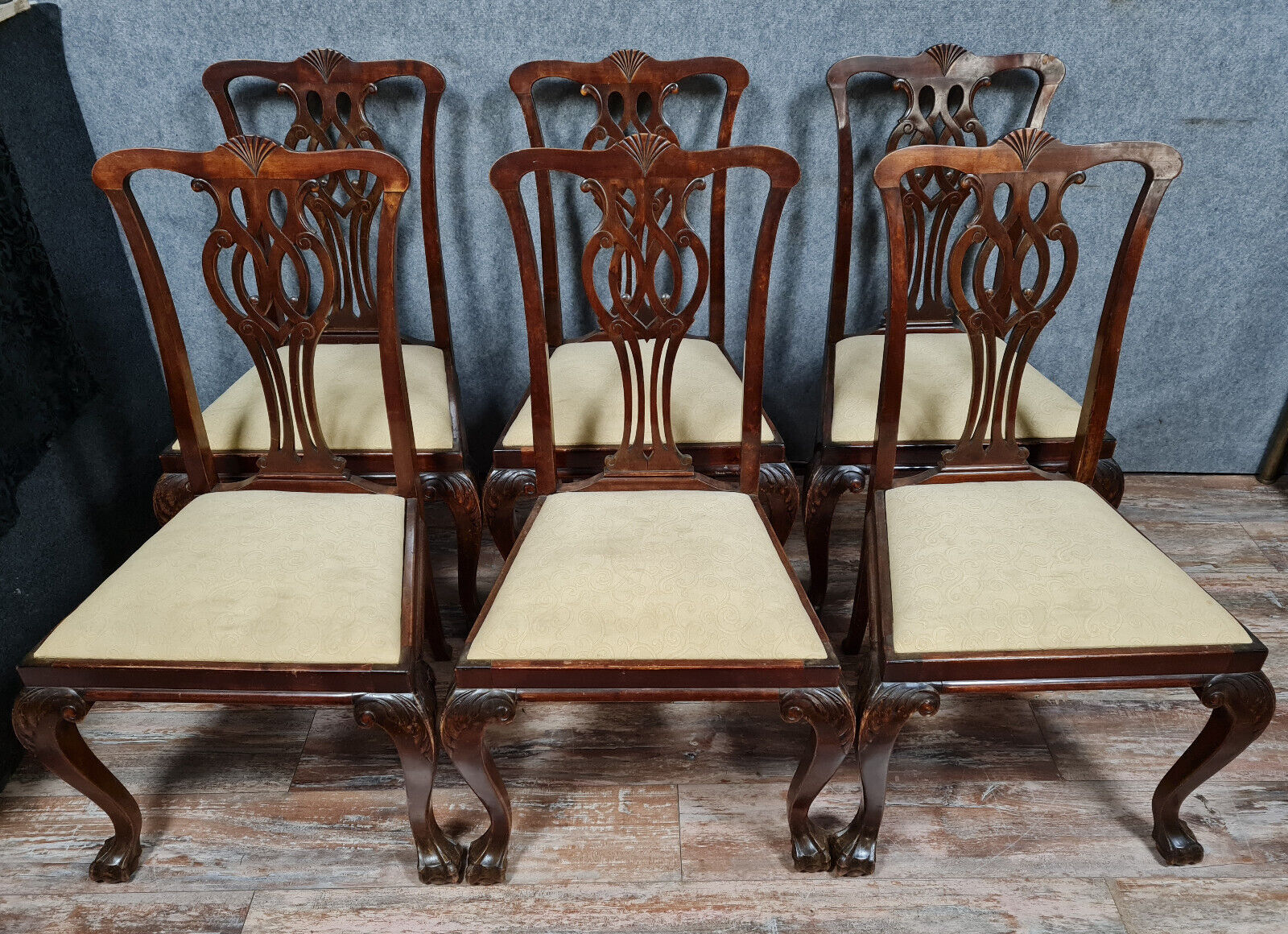 Series of 6 Chippendale mahogany chairs circa 1900