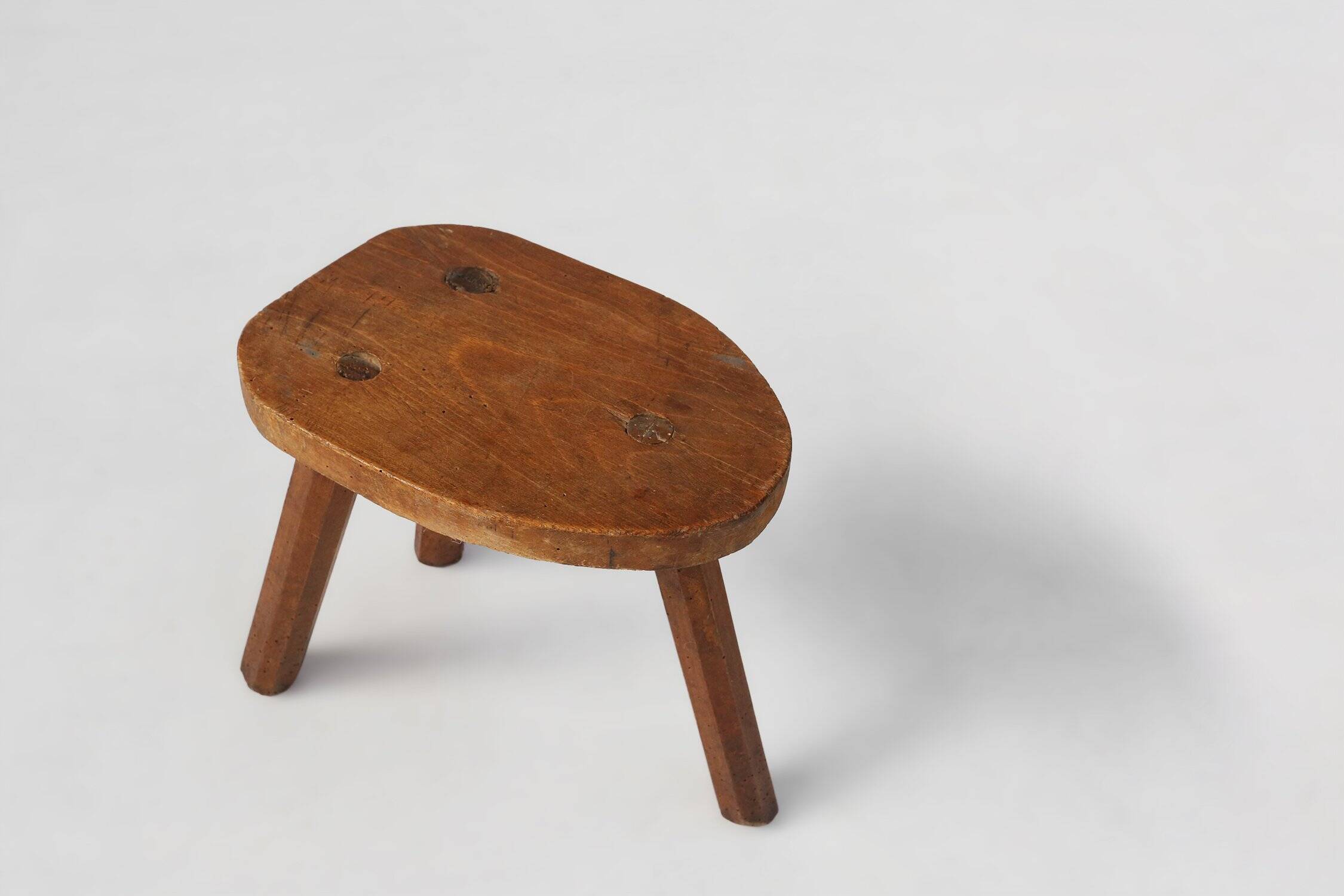 Rustic Wooden tripod Stool, France 1920s