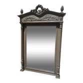 Antique carved mirror with a grey-green patina, Louis XVI style.