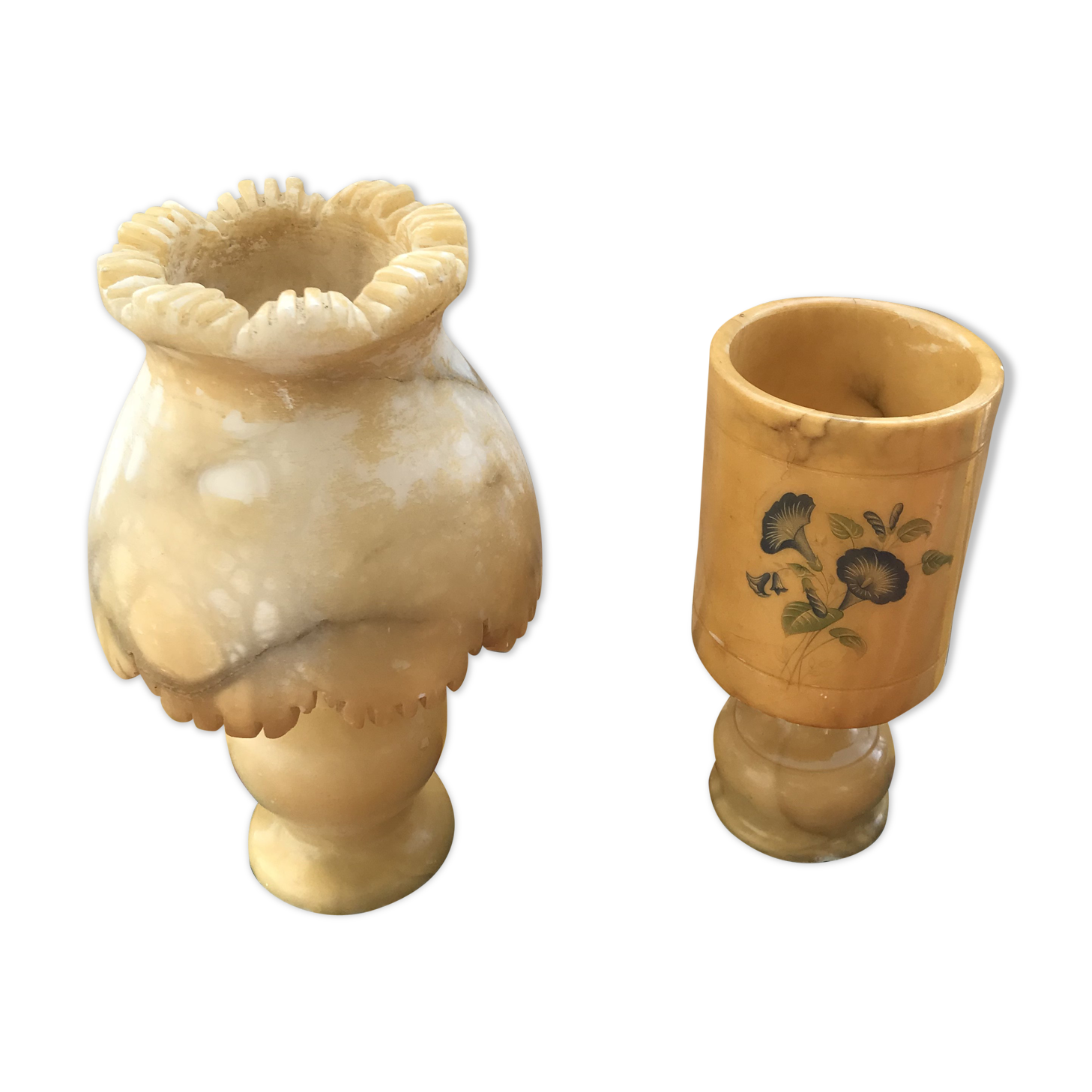 Pair of Ancient Lamp Alabaster Vintage Luminaire