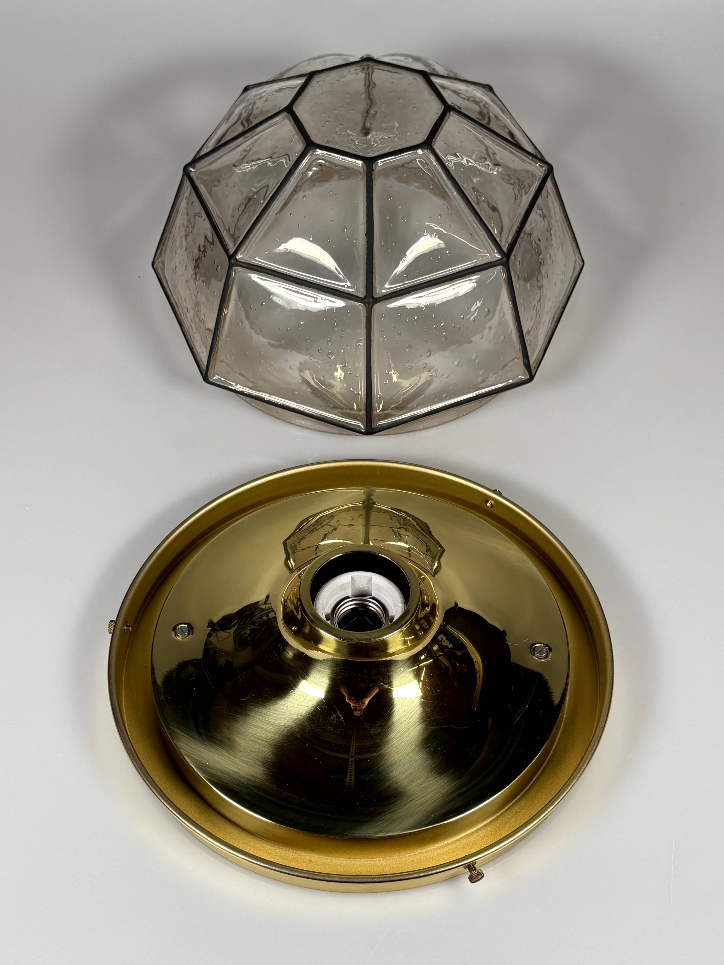 1960s 1970s Ceiling Lamp Flush Mount by Glashütte Limburg Germany