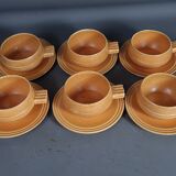 Set 6 cups of coffee or tea in earthenware Faïencerie nouvelle de Provence 60/70s