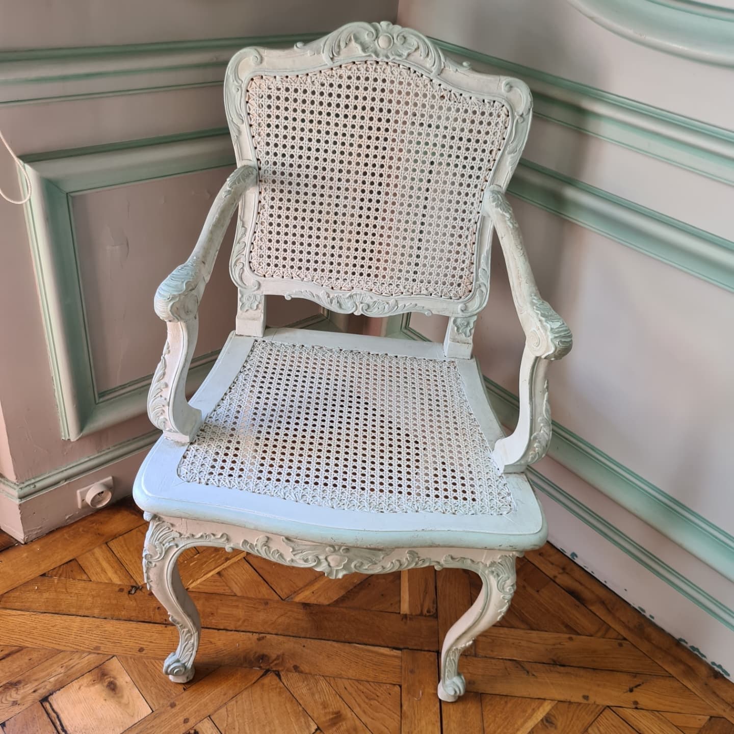 Set of 11 armchairs in lacquered wood, Regency style, second half of the 19th century
